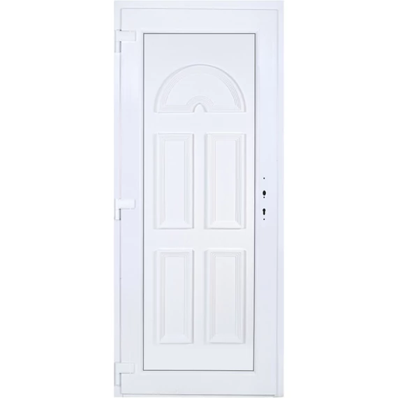 Köln tömör EXTRA hőszigetelésű 90x210 KIFELÉ NYÍLÓ műanyag bejárati ajtó balos fehér színben 3 rétegű üveggel