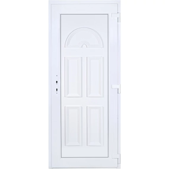 90x210 jobbos Köln tömör bejárati ajtó extra vastag hőszigetelt panellel 5 kamrás fehér RP