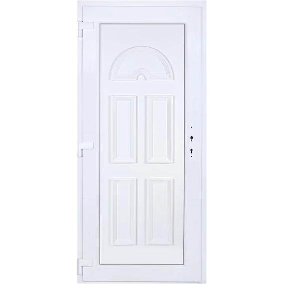 Köln tömör EXTRA hőszigetelésű 100x210 KIFELÉ NYÍLÓ műanyag bejárati ajtó balos fehér színben 3 rétegű üveggel RP