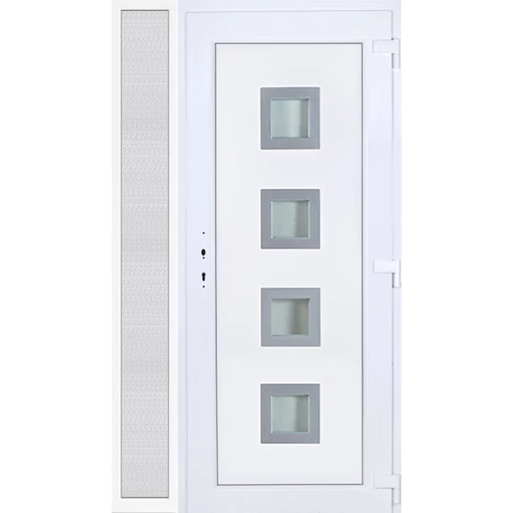 130x210 jobbos Bihar 4 üveges műanyag bejárati ajtó oldalvilágítóval 5 kamrás fehér