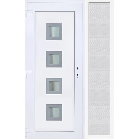 140x210 balos Bihar 4 üveges műanyag bejárati ajtó oldalvilágítóval 5 kamrás fehér