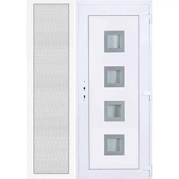 150x210 jobbos Bihar 4 üveges műanyag bejárati ajtó oldalvilágítóval 5 kamrás fehér