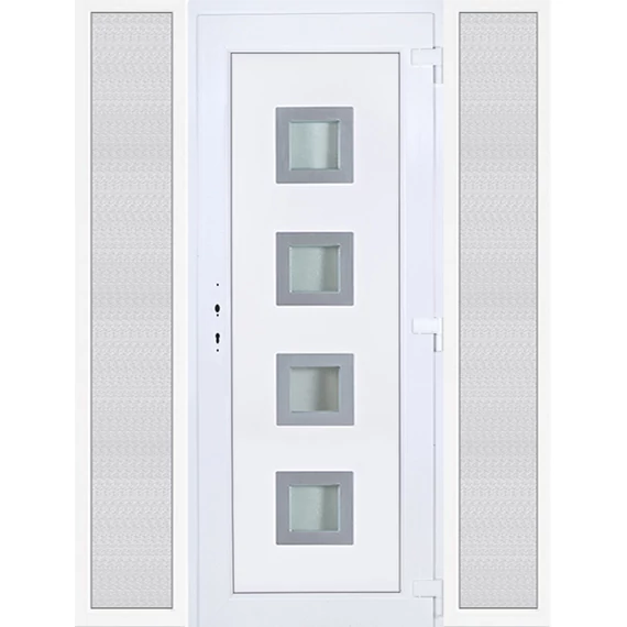 180x210 jobbos Bihar 4 üveges műanyag bejárati ajtó oldalvilágítóval 5 kamrás fehér