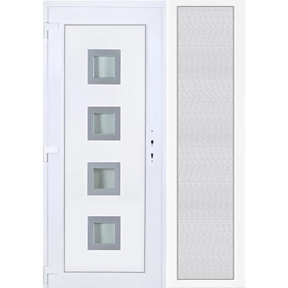 150x210 balos Bihar 4 üveges bejárati ajtó 3 rétegű üveggel extra vastag hőszigetelt panellel oldalvilágítóval 5 kamrás fehér RP