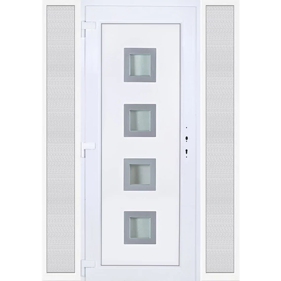 160x210 balos Bihar 4 üveges bejárati ajtó 3 rétegű üveggel extra vastag hőszigetelt panellel oldalvilágítóval 5 kamrás fehér RP