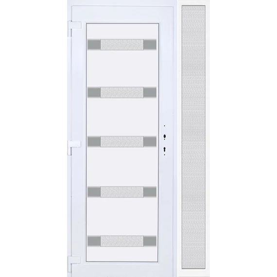 120x210 balos Hidas 5 üveges bejárati ajtó 3 rétegű üveggel extra vastag hőszigetelt panellal oldalvilágítóval 5 kamrás fehér