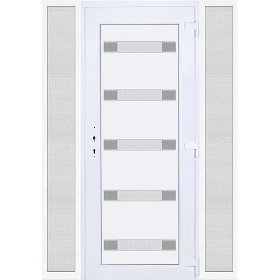 160x210 jobbos Hidas 5 üveges bejárati ajtó 3 rétegű üveggel extra vastag hőszigetelt panellel oldalvilágítóval 5 kamrás fehér RP