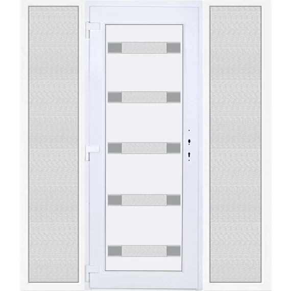 Hidas 5 üveges EXTRA hőszigetelésű 200x210 KIFELÉ NYÍLÓ műanyag bejárati ajtó balos fehér színben 3 rétegű üveggel Aluminium rátéttel RP