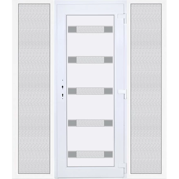 Hidas 5 üveges EXTRA hőszigetelésű 200x210 KIFELÉ NYÍLÓ műanyag bejárati ajtó jobbos fehér színben 3 rétegű üveggel Aluminium rátéttel RP