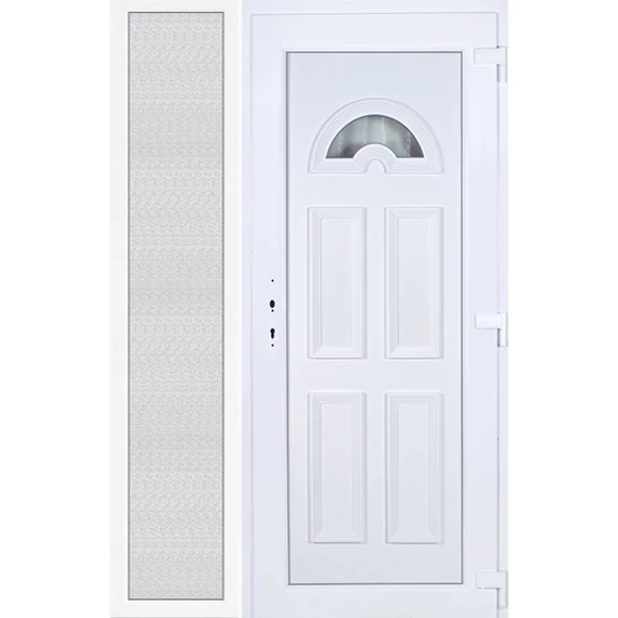 Köln 1 üveges 140x210 KIFELÉ NYÍLÓ műanyag bejárati ajtó jobbos fehér színben 2 rétegű üveggel