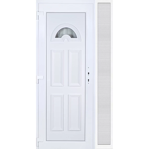 120x210 balos Köln 1 üveges bejárati ajtó 3 rétegű üveggel extra vastag hőszigetelt panellal oldalvilágítóval 5 kamrás fehér