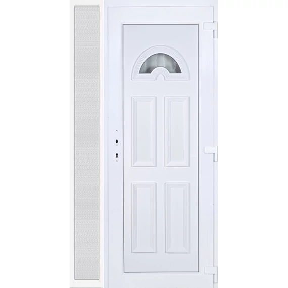 Köln 1 üveges EXTRA hőszigetelésű 120x210 KIFELÉ NYÍLÓ műanyag bejárati ajtó jobbos fehér színben 3 rétegű üveggel