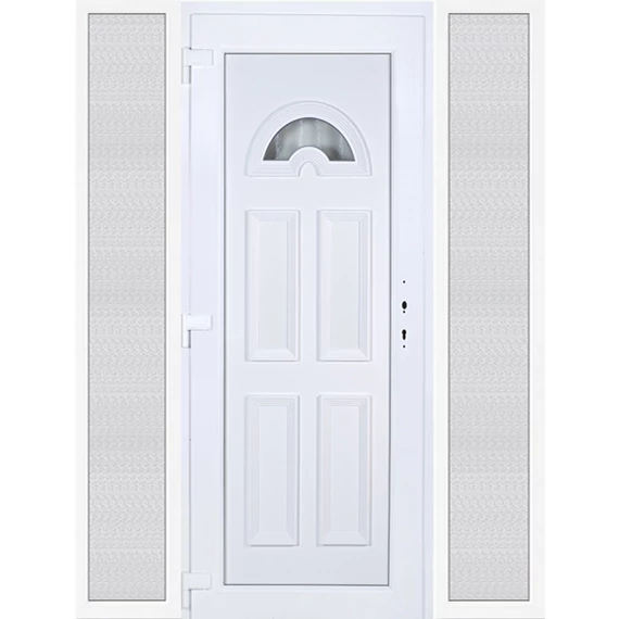 180x210 balos Köln 1 üveges bejárati ajtó 3 rétegű üveggel extra vastag hőszigetelt panellal oldalvilágítóval 5 kamrás fehér