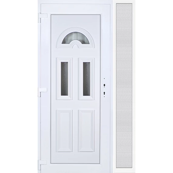 120x210 balos Köln 3 üveges bejárati ajtó 3 rétegű üveggel extra vastag hőszigetelt panellal oldalvilágítóval 5 kamrás fehér