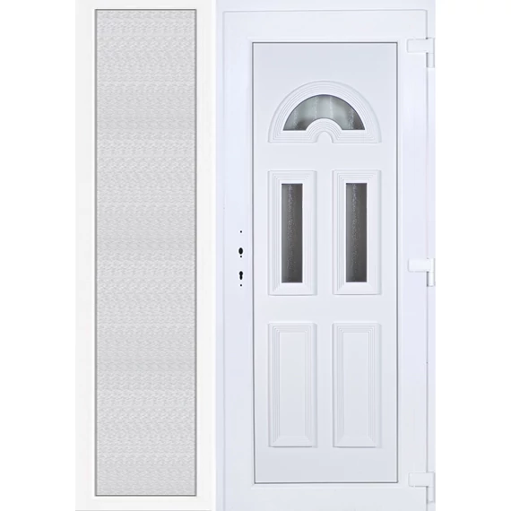 150x210 jobbos köln 3 üveges bejárati ajtó 3 rétegű üveggel extra vastag hőszigetelt panellel oldalvilágítóval 5 kamrás fehér RP