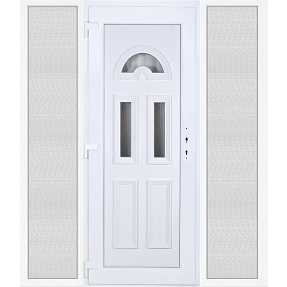 200x210 balos köln 3 üveges bejárati ajtó 3 rétegű üveggel extra vastag hőszigetelt panellel oldalvilágítóval 5 kamrás fehér RP