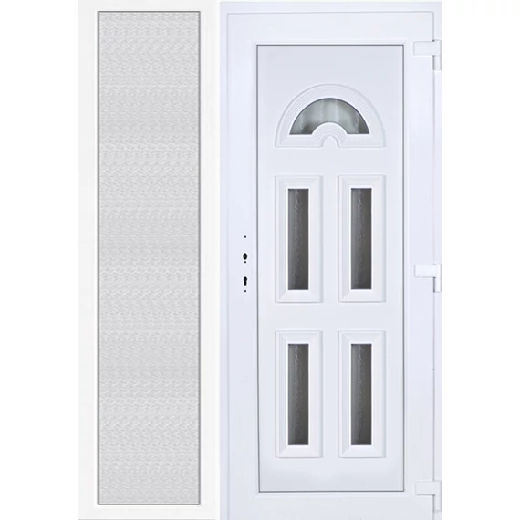 150x210 jobbos köln 5 üveges műanyag bejárati ajtó oldalvilágítóval 5 kamrás fehér
