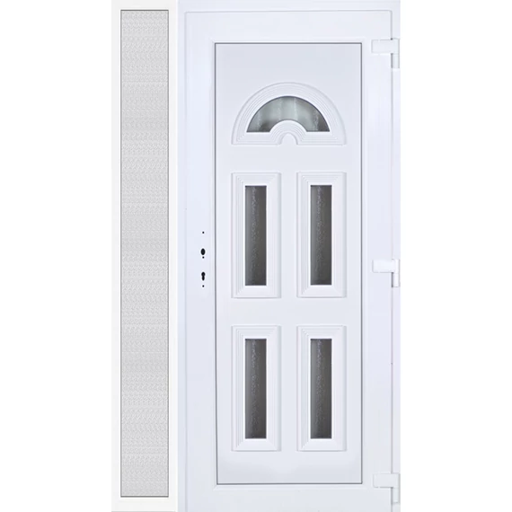 Köln 5 üveges EXTRA hőszigetelésű 130x210 KIFELÉ NYÍLÓ műanyag bejárati ajtó jobbos fehér színben 3 rétegű üveggel