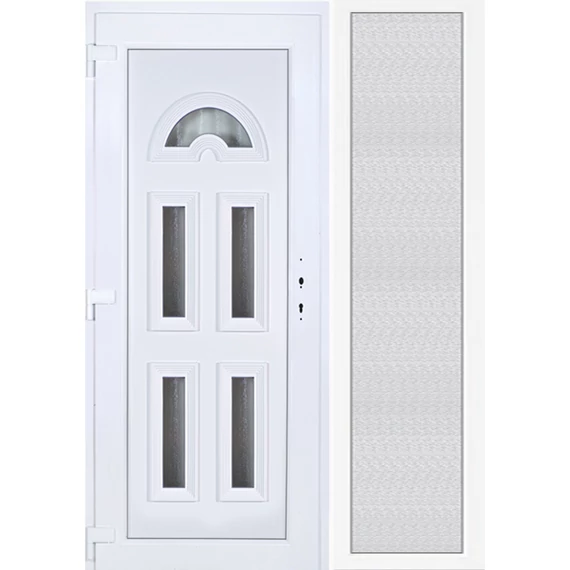 150x210 balos köln 5 üveges bejárati ajtó 3 rétegű üveggel extra vastag hőszigetelt panellel oldalvilágítóval 5 kamrás fehér RP