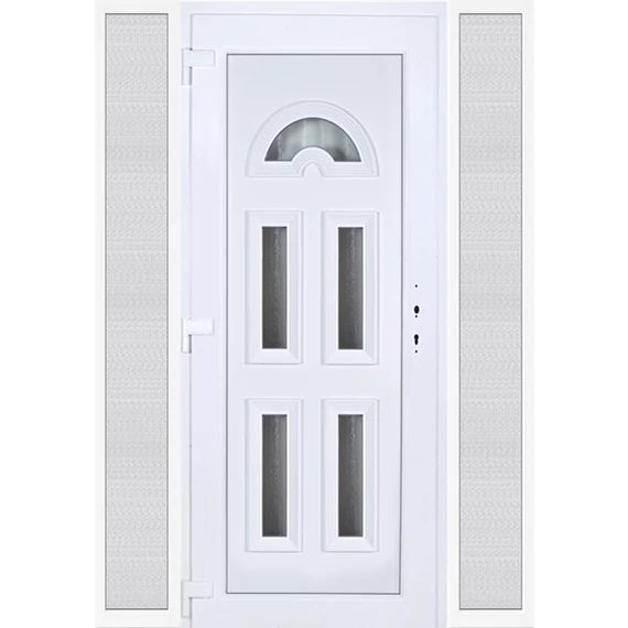 160x210 balos köln 5 üveges bejárati ajtó 3 rétegű üveggel extra vastag hőszigetelt panellel oldalvilágítóval 5 kamrás fehér RP