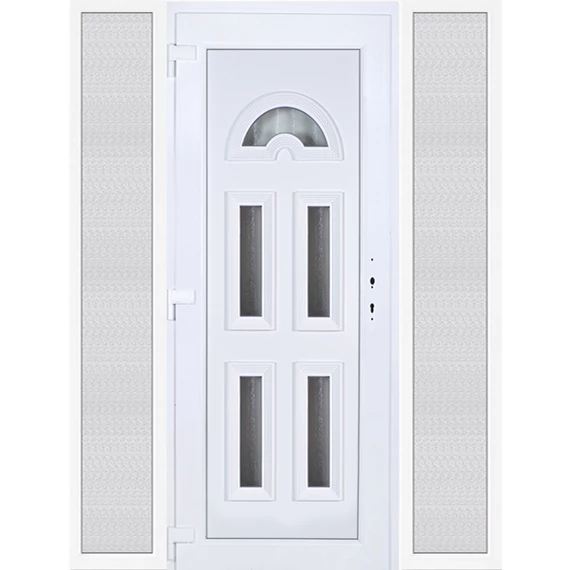 180x210 balos Köln 5 üveges bejárati ajtó 3 rétegű üveggel extra vastag hőszigetelt panellal oldalvilágítóval 5 kamrás fehér