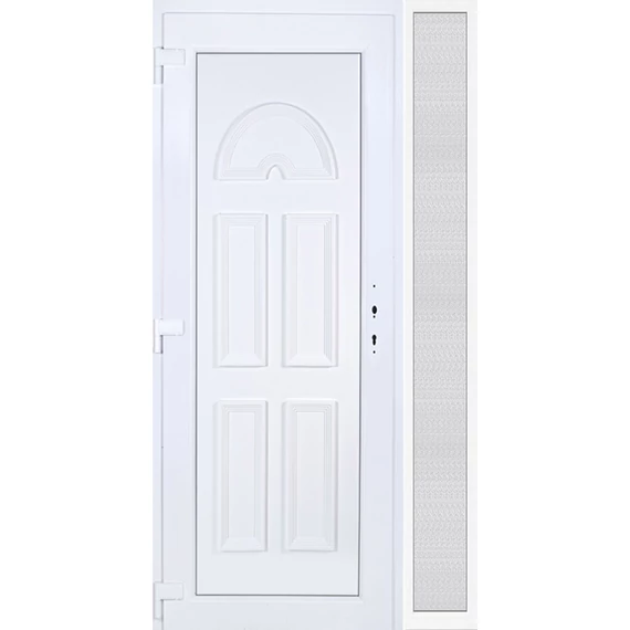 Köln tömör 120x210 KIFELÉ NYÍLÓ műanyag bejárati ajtó balos fehér színben 2 rétegű üveggel