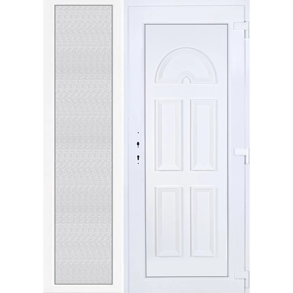 150x210 jobbos Köln tömör műanyag bejárati ajtó oldalvilágítóval 5 kamrás fehér