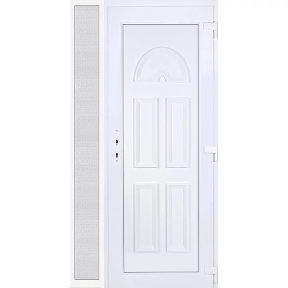 Köln tömör EXTRA hőszigetelésű 120x210 KIFELÉ NYÍLÓ műanyag bejárati ajtó jobbos fehér színben 3 rétegű üveggel RP
