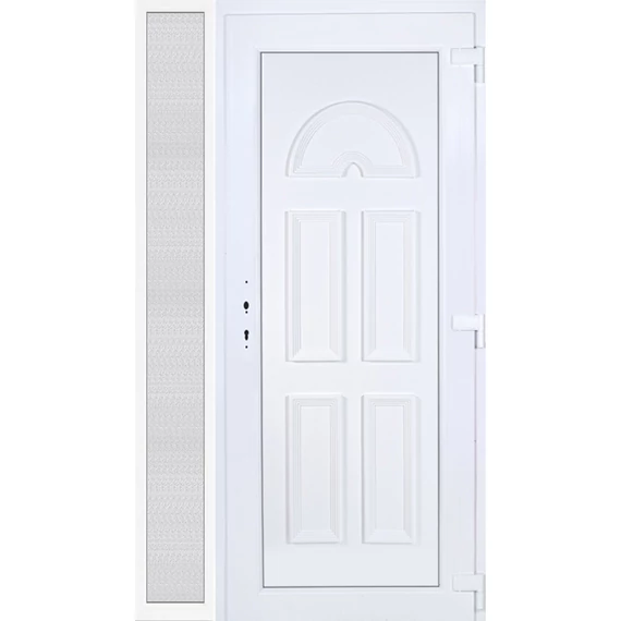 Köln tömör EXTRA hőszigetelésű 130x210 KIFELÉ NYÍLÓ műanyag bejárati ajtó jobbos fehér színben 3 rétegű üveggel RP