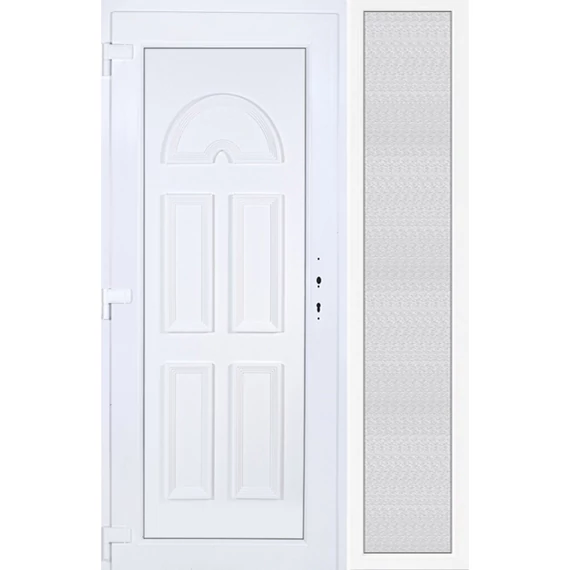 140x210 balos Köln tömör bejárati ajtó extra vastag hőszigetelt panellal oldalvilágítóval 5 kamrás fehér
