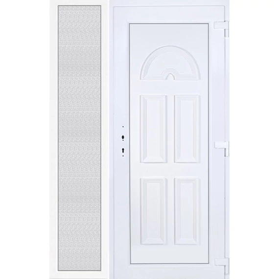 140x210 jobbos Köln tömör bejárati ajtó extra vastag hőszigetelt panellal oldalvilágítóval 5 kamrás fehér