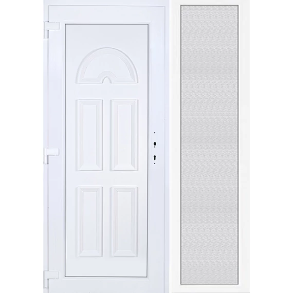 150x210 balos Köln tömör bejárati ajtó extra vastag hőszigetelt panellel oldalvilágítóval 5 kamrás fehér RP