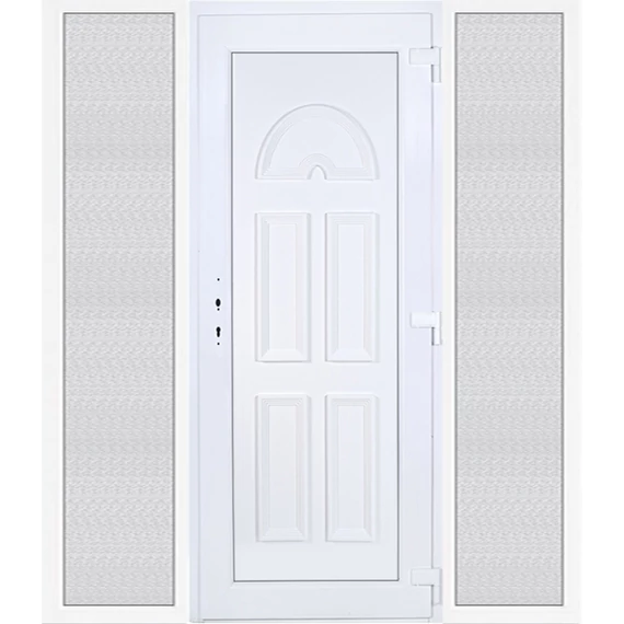 200x210 jobbos Köln tömör bejárati ajtó extra vastag hőszigetelt panellal oldalvilágítóval 5 kamrás fehér