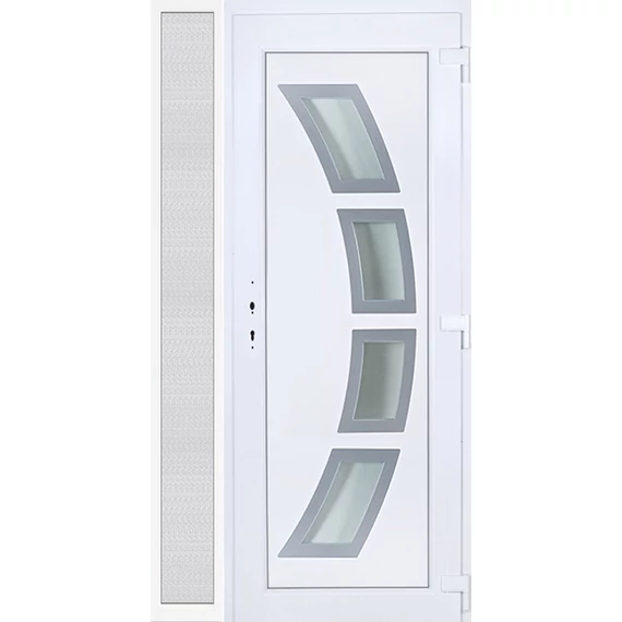 120x210 jobbos Szeben 4 üveges műanyag bejárati ajtó oldalvilágítóval 5 kamrás fehér