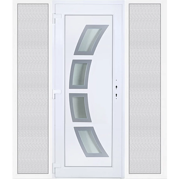 200x210 balos Szeben 4 üveges műanyag bejárati ajtó oldalvilágítóval 5 kamrás fehér