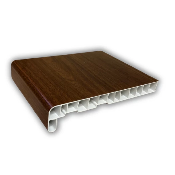 Műanyag párkány fóliázott noce sorrento balsamico 15 cm mélységű 300 cm hosszúságú kamrás szerkezetű csak belső használatra REN: F436-3042/436-3042