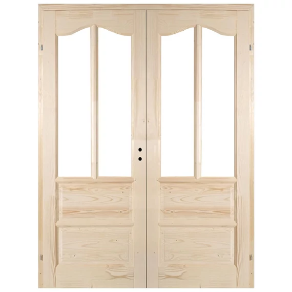 140x210 Róna félig üvegezhető fenyőfa beltéri ajtó balos