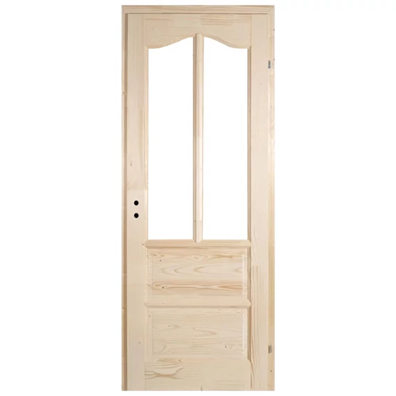 100x210 Róna félig üvegezhető fenyőfa beltéri ajtó jobbos