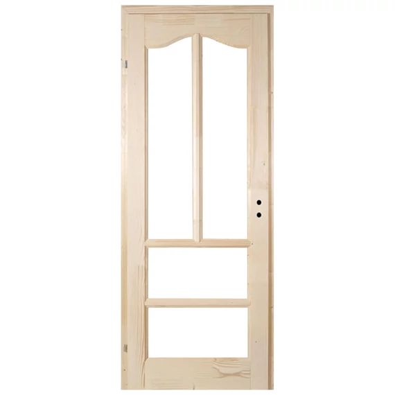 100x210 Róna mélyen üvegezhető fenyőfa beltéri ajtó balos