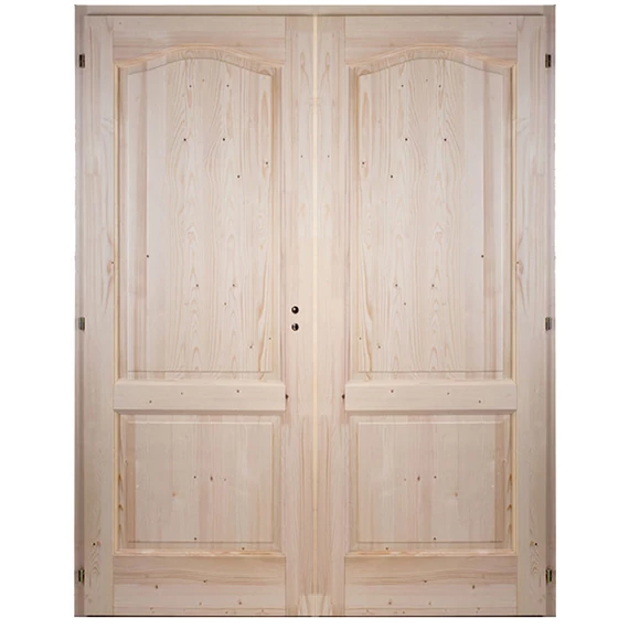 140x210 Rusztikus íves tele fenyőfa beltéri ajtó balos