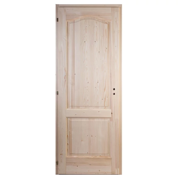 75x210 Rusztikus íves tele fenyőfa beltéri ajtó balos