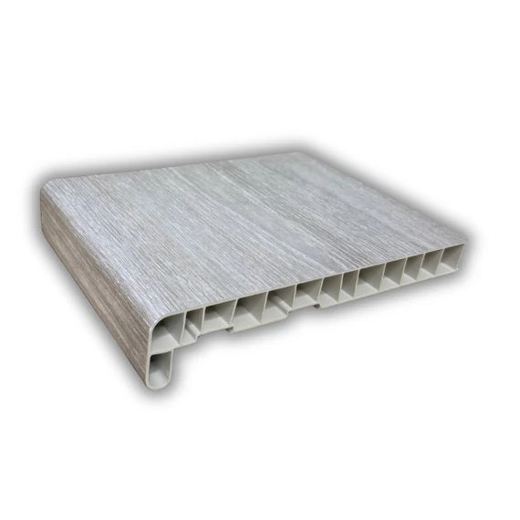 Műanyag párkány fóliázott sheffield oak light stylo 25 cm mélységű 90 cm hosszúságú kamrás szerkezetű csak belső használatra REN: 456-3081/456-3081