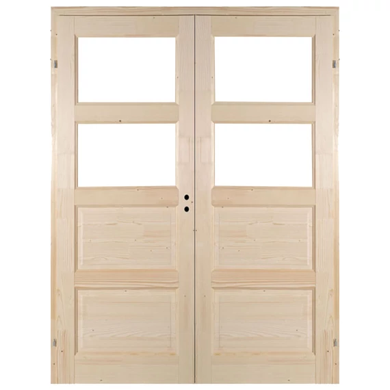 140x210 Zebra4 betétes félig üvegezhető fenyőfa beltéri ajtó balos