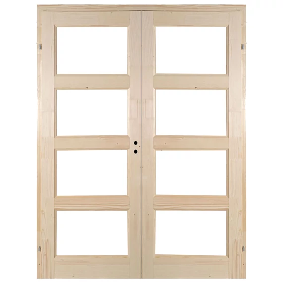 140x210 Zebra4 betétes mélyen üvegezhető fenyőfa beltéri ajtó balos