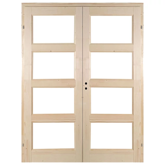 140x210 Zebra4 betétes mélyen üvegezhető fenyőfa beltéri ajtó jobbos