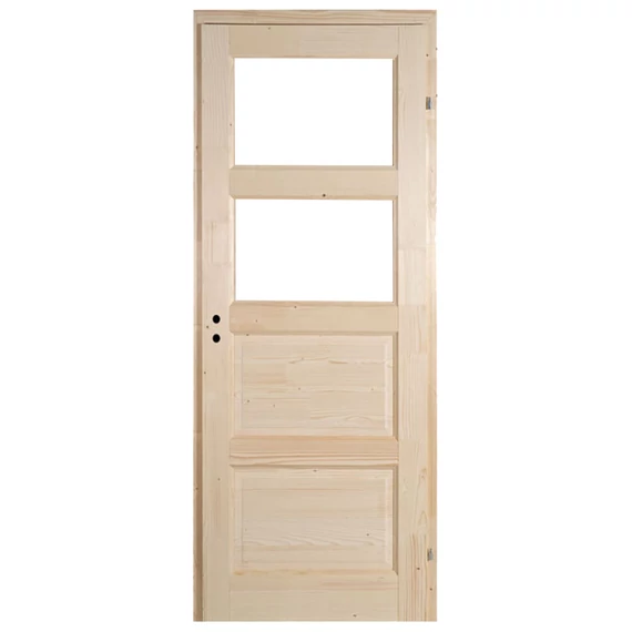 75x210 Zebra4 betétes félig üvegezhető fenyőfa beltéri ajtó jobbos
