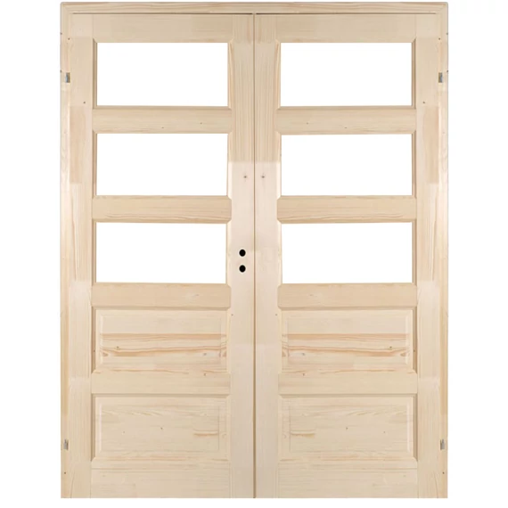 140x210 Zebra5 betétes félig üvegezhető fenyőfa beltéri ajtó balos