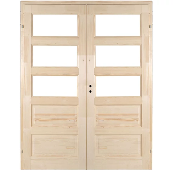 140x210 Zebra5 betétes félig üvegezhető fenyőfa beltéri ajtó jobbos