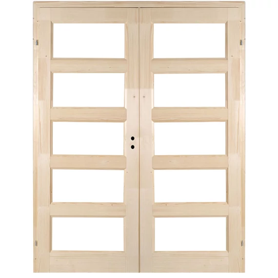 140x210 Zebra5 betétes mélyen üvegezhető fenyőfa beltéri ajtó balos