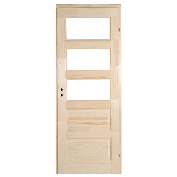 75x210 Zebra5 betétes félig üvegezhető fenyőfa beltéri ajtó jobbos